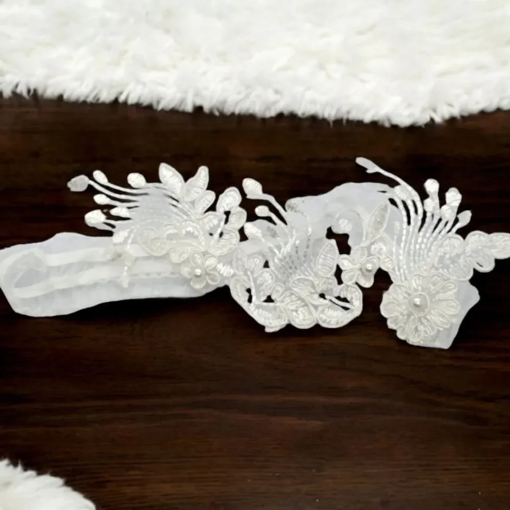 Wedding Bridal Garter White Pearl Lace Wide Elastic Bride Lingerie Traditional